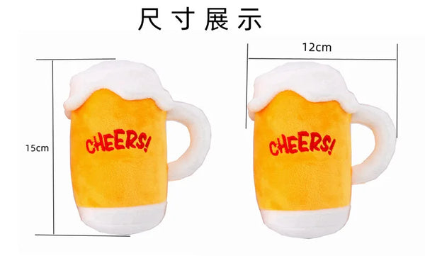 Simulation Plush Stuffed Pet Dog Toy Beer Glass Beer Bottle BB Barking Sounding Pet Toy Dog Accessories Interactive Dog Toys