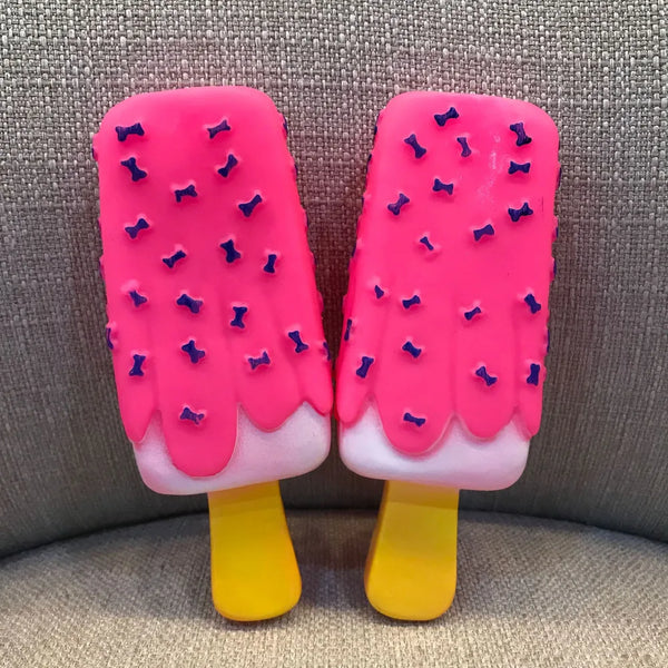 1pc Pet Dog Toy Chew Squeaky Rubber Pink Popsicle Shaped Toys for Cat Puppy Baby Dogs Ice Cream Bite Molar Toy Funny Interactive