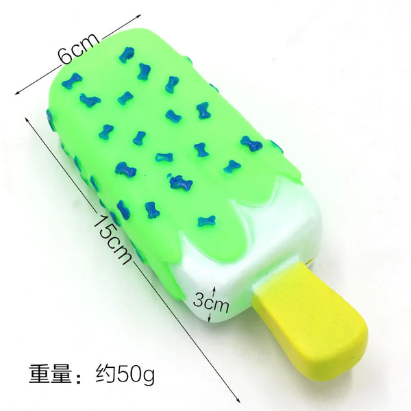 1pc Pet Dog Toy Chew Squeaky Rubber Pink Popsicle Shaped Toys for Cat Puppy Baby Dogs Ice Cream Bite Molar Toy Funny Interactive