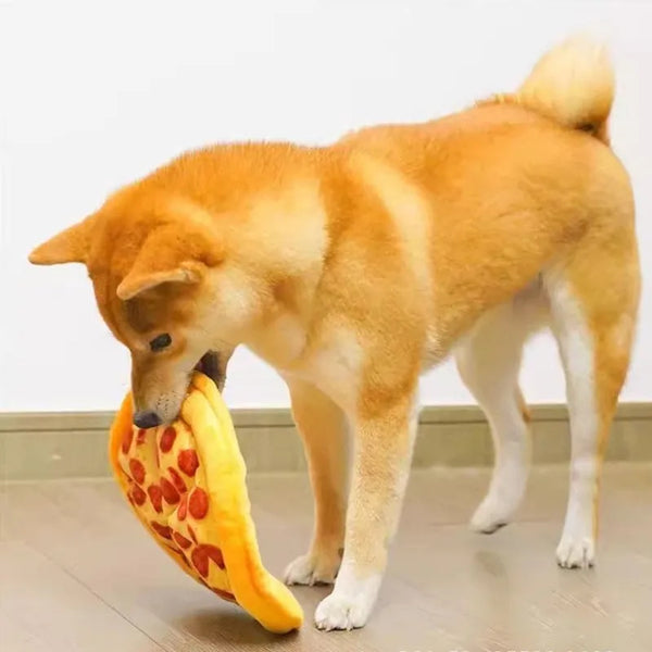Plush Dog Toy Doughnut Pizza Shape Pet Squeaky Toys for Small Large Dogs Cleaning Teeth Puppy Chew Sound Toy Pet Supplies