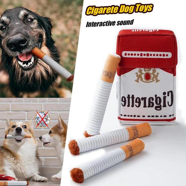 Cigarettes Dog Toy Imitation Cigar Giggles Sound Self-Entertaining Chew-Resistant Plush Grinding Teeth Small Dogs Medium Dogs