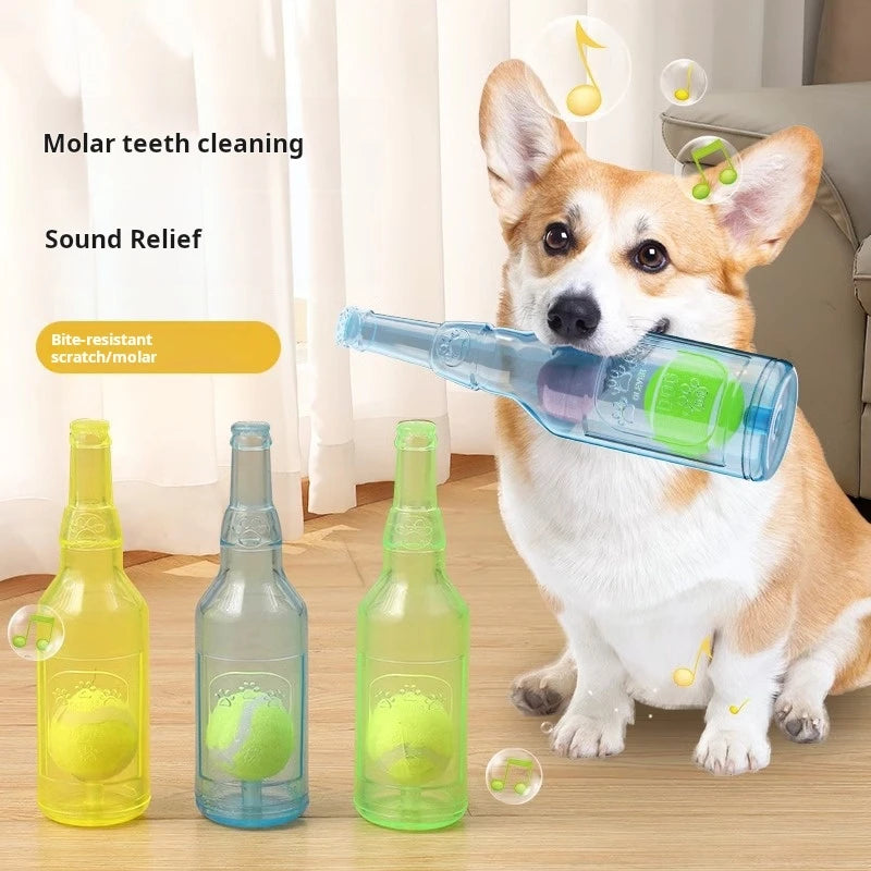 Dog Toy Bottle Sound Chew Ball Pet Toys Interactive Ball For Big Dog Small Dog Pet Training Tennis Bottle Pet Supplies
