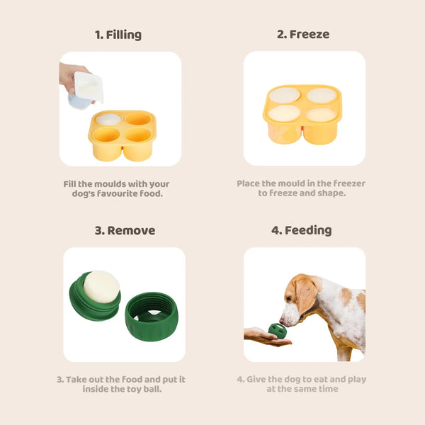 Dog Chew Toys for freeze and Treat Tray Long-Lasting Fillable Treat Toy and Silicone Molds for Summer Cooling Ease Dog Anxiety