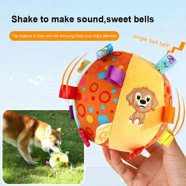 Interactive Plush Ball Dog Toy For Aggressive Chewers Training Decompress Bite Resistant Handle Dog Toys With Bells Pet Supplies