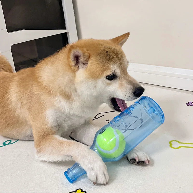 Dog Chew Toy Bite-resistance Beer Bottle with Tennis Ball Toy Pet Puppy Teeth Grinding Dog Chewing Squeaky Interactive Toys