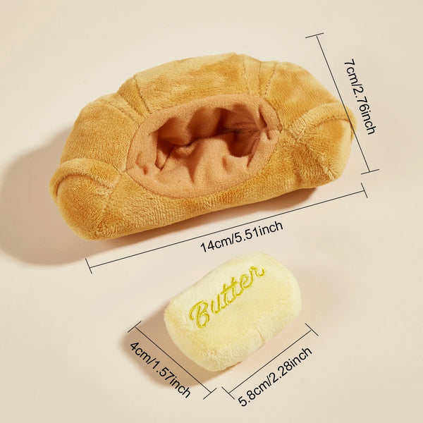 Cute Dog Toys,Food Shape Dog Squeaky Plush Toys for Puppy, Cute Stuffed Breads  Dog Teeth-Cleaning Chew Toy with Squeakers for P