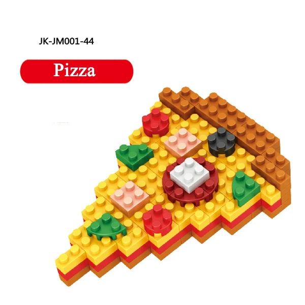 Fast Food Burger Mini Building Blocks DIY French Fries Donuts Birthday Cake Model Building Toys for kids educational