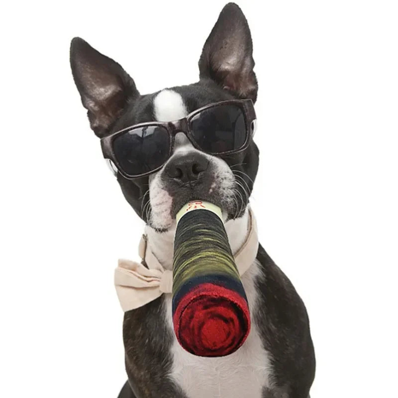 Interactive Plush Dog Joint Toy Squeaky Cigar Chew Toy for Small Medium Dogs Durable Teeth Grinding Fun Gift Ideal for Playtime