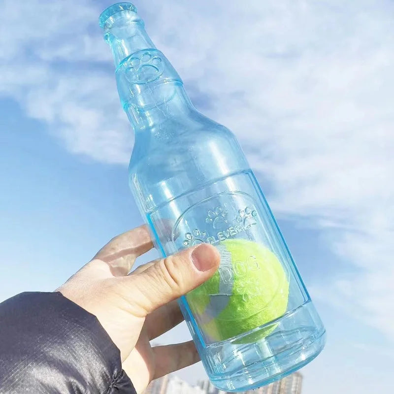 Dog Chew Toy Bite-resistance Beer Bottle with Tennis Ball Toy Pet Puppy Teeth Grinding Dog Chewing Squeaky Interactive Toys