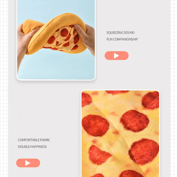 Doughnut Pizza Shaped Plush Dog Toy Squeaky Pet Chew Toy for Small to Large Dog Teeth Cleaning Puppy Sound Chew Toy Pet Supplies