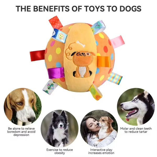 Interactive Ball Dog Toy for Aggressive Chewers Training Decompress Bite Resistant Plush Handle Dog Toys with Bells Pet Supplies