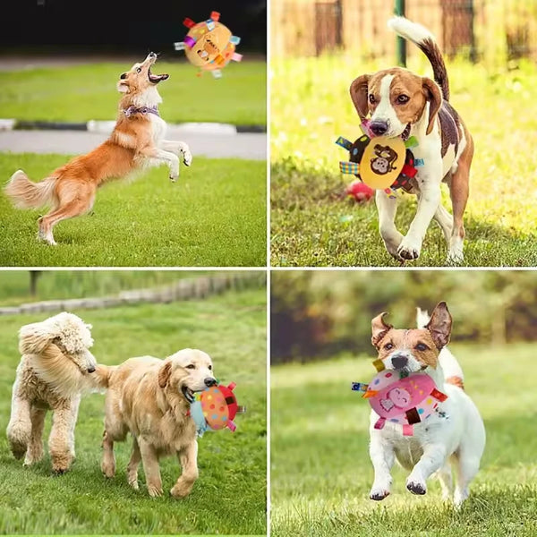 Interactive Ball Dog Toy for Aggressive Chewers Training Decompress Bite Resistant Plush Handle Dog Toys with Bells Pet Supplies