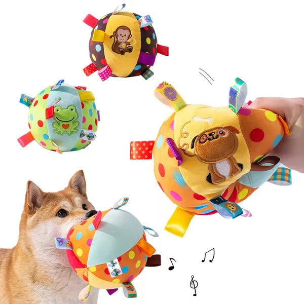 Interactive Ball Dog Toy for Aggressive Chewers Training Decompress Bite Resistant Plush Handle Dog Toys with Bells Pet Supplies