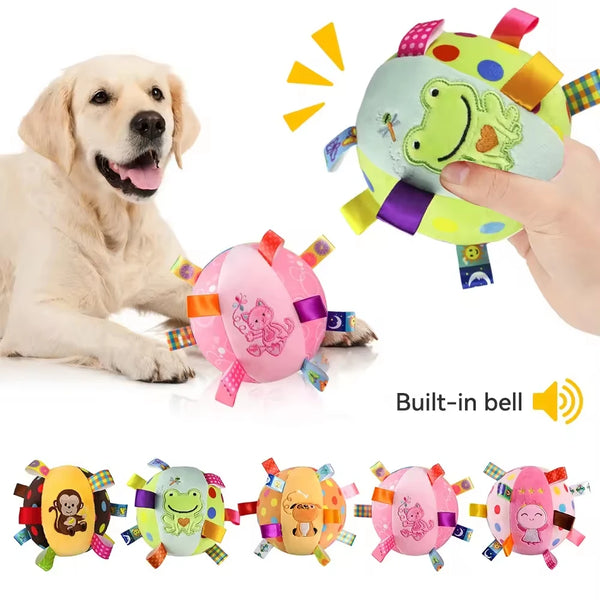 Interactive Ball Dog Toy for Aggressive Chewers Training Decompress Bite Resistant Plush Handle Dog Toys with Bells Pet Supplies