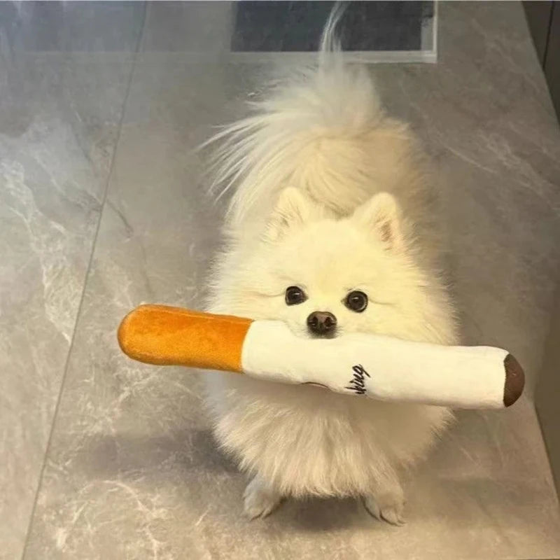 Interactive Dog Bite Toy Stuffed Raw Cigarette Plush Puppy Dogs Chew Squeak Toys NO Smoke Training Puppy Dog Chewing Toy
