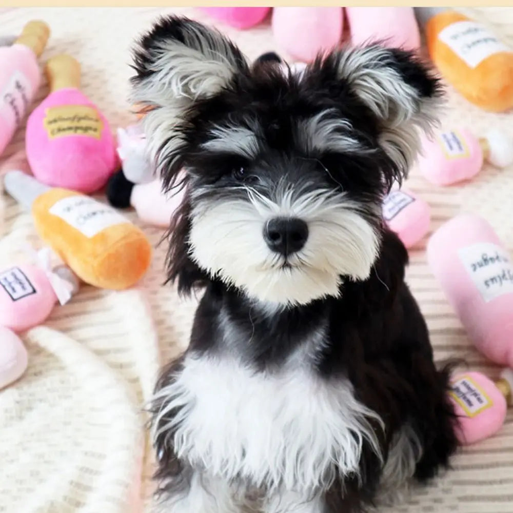 High Quality Plush Dog Toys Bite-Resistant Soft Pet Playing Supplies Wine Bottle Shaped Pet Clean Teeth Chew Toy