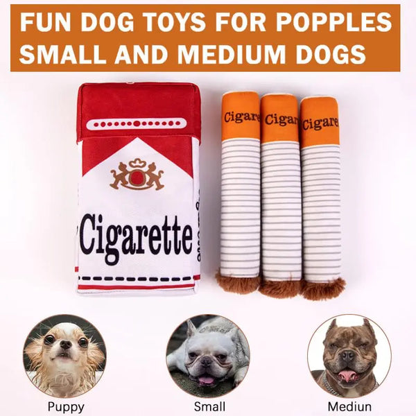 Cigarettes Dog Toy Imitation Cigar Giggles Sound Self-Entertaining Chew-Resistant Plush Grinding Teeth Small Dogs Medium Dogs