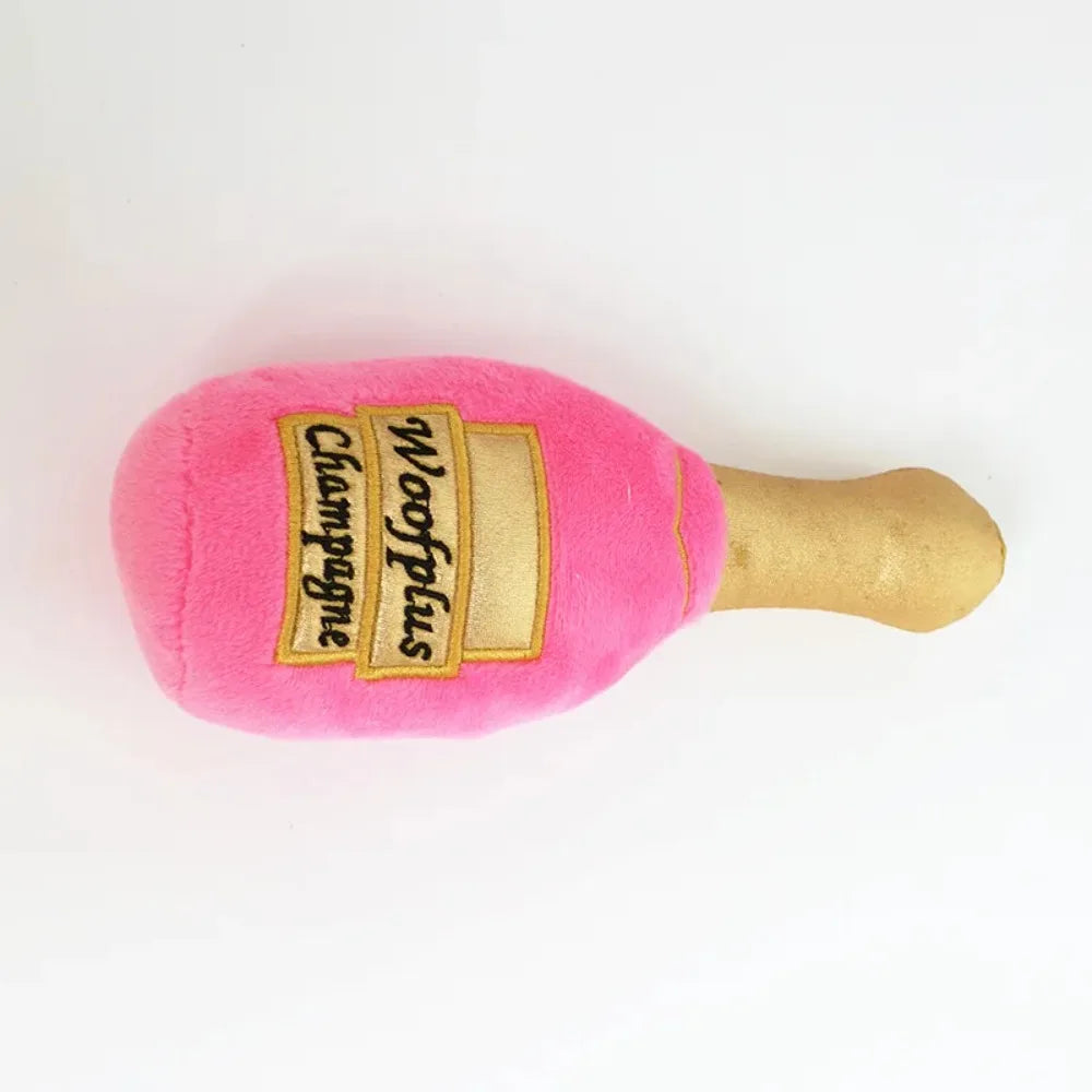 High Quality Plush Dog Toys Bite-Resistant Soft Pet Playing Supplies Wine Bottle Shaped Pet Clean Teeth Chew Toy