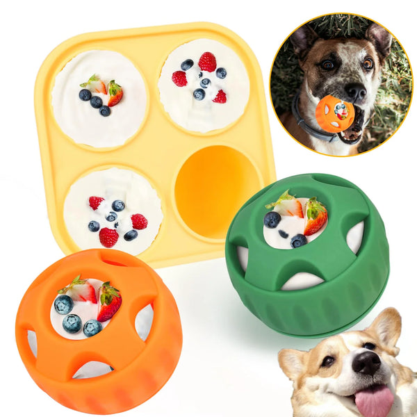 Dog Chew Toys for freeze and Treat Tray Long-Lasting Fillable Treat Toy and Silicone Molds for Summer Cooling Ease Dog Anxiety