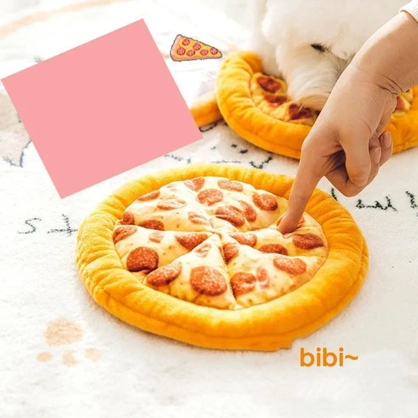 Doughnut Pizza Shaped Plush Dog Toy Squeaky Pet Chew Toy for Small to Large Dog Teeth Cleaning Puppy Sound Chew Toy Pet Supplies