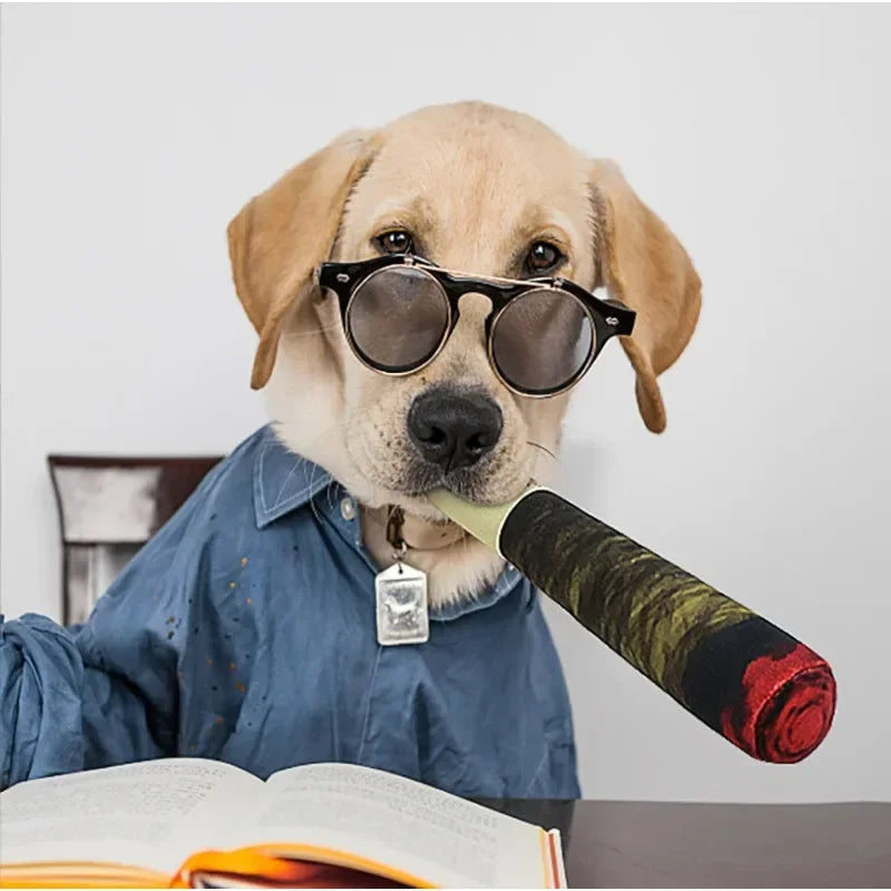 Interactive Plush Dog Joint Toy Squeaky Cigar Chew Toy for Small Medium Dogs Durable Teeth Grinding Fun Gift Ideal for Playtime