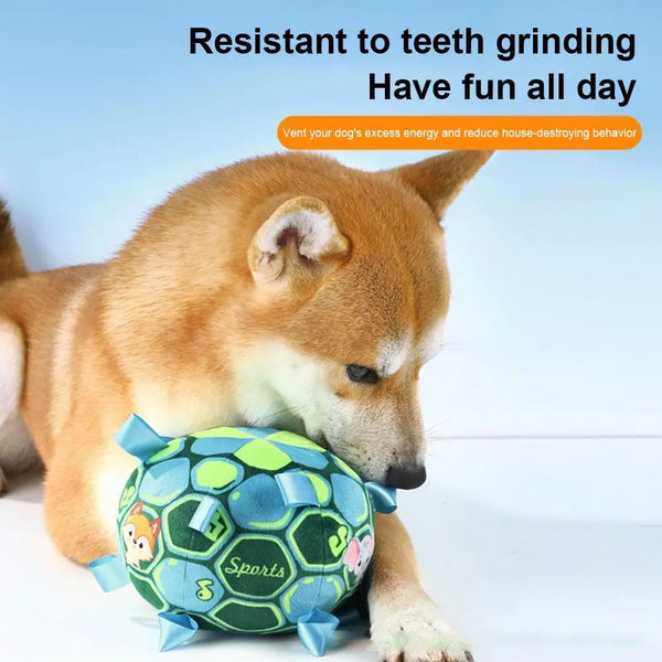 Interactive Plush Ball Dog Toy For Aggressive Chewers Training Decompress Bite Resistant Handle Dog Toys With Bells Pet Supplies