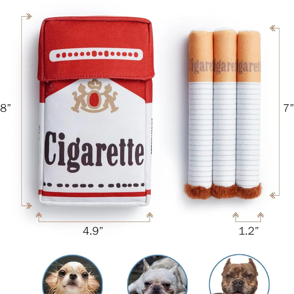 Fun Interactive Dog Toy Cigarette Teething Resistant Toy Pet Dog Plush Chew Toy with Squeak Dog Cigarette Box Toy Pet Gift