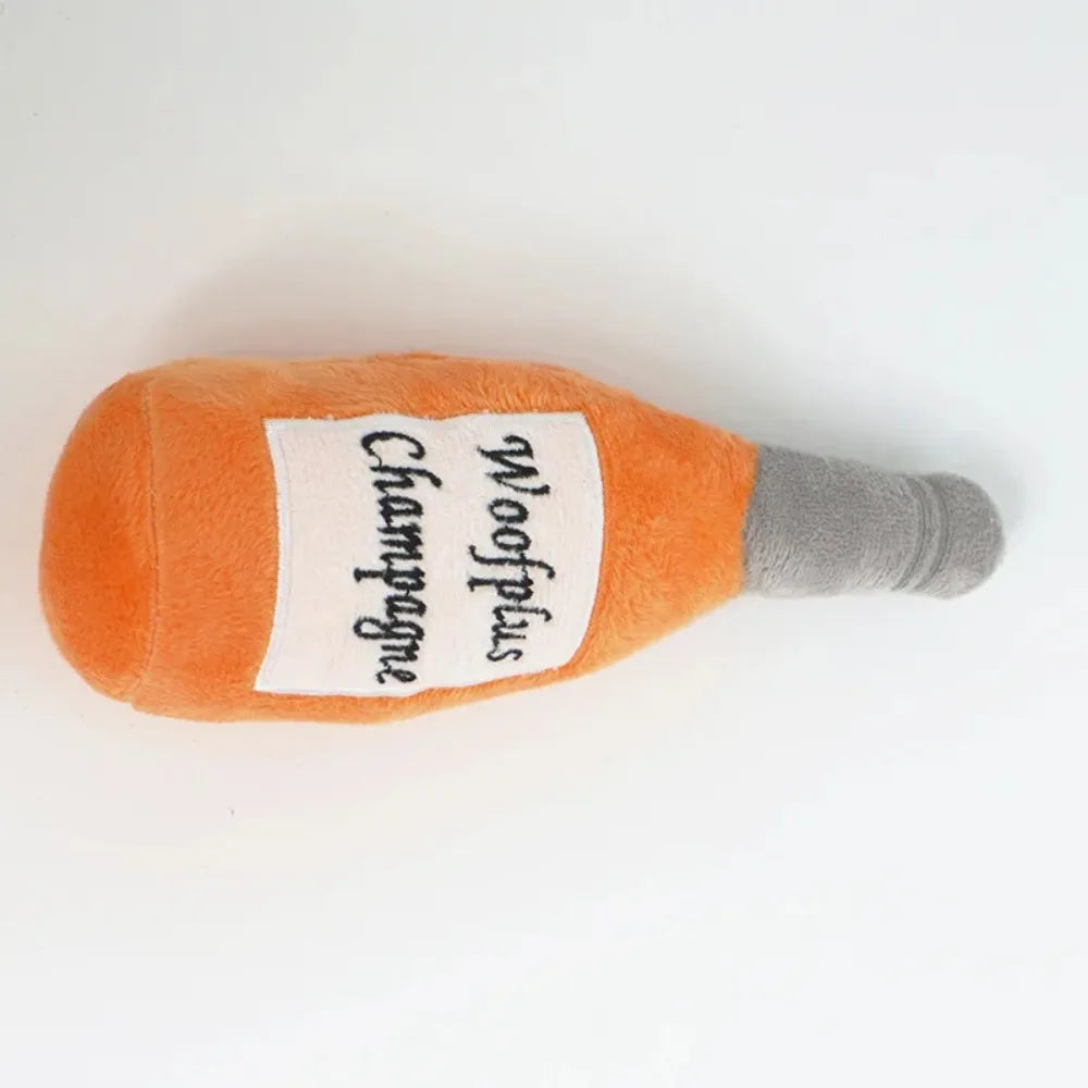 High Quality Plush Dog Toys Bite-Resistant Soft Pet Playing Supplies Wine Bottle Shaped Pet Clean Teeth Chew Toy